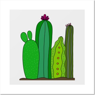 Cute Cactus Design #108: 4 Cacti On The Ground Posters and Art